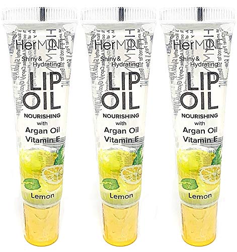 HerMINE Hydrating Lip Oil with Argan oil & Vitamin E Clear Long Lasting Nourishing Lip Oils Moisturizing Gel Multi-Packs Softening Clear Oil