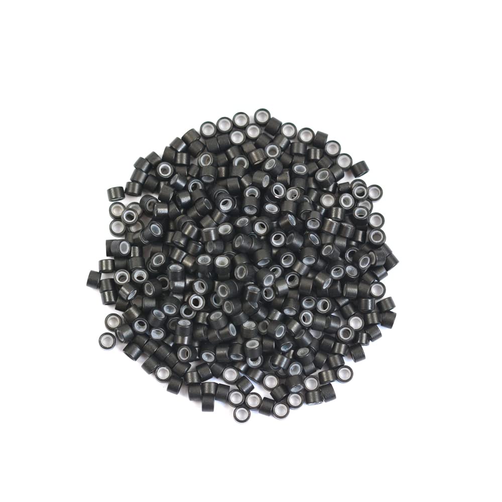 500 Pcs 4mm Silicone Lined Micro Links Rings Beads for I Tip Hair Extensions Feather Extensions (Black)