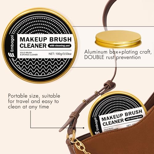 Embagol Makeup Brush Cleaner Soap with Silicone Pad, 100g