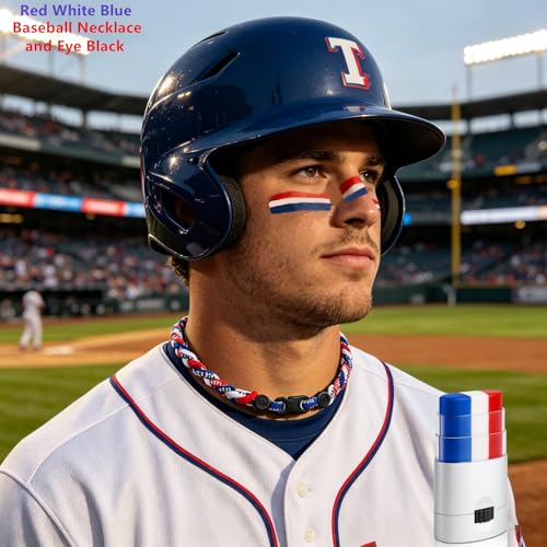 Patriotic Face Paint Stick & Baseball Necklace 2-in-1 Bundle