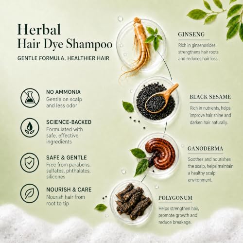 Black Hair Dye Shampoo for Gray Hair Coverage