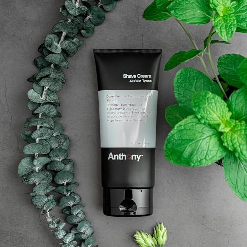 Anthony Shaving Cream Mens Sensitive Skin: Squalane, Eucalyptus, Spearmint and Rosemary Extracts, Help Soothe, Refresh, Cool, and Condition Your Skin for Shave 3 Fl Oz