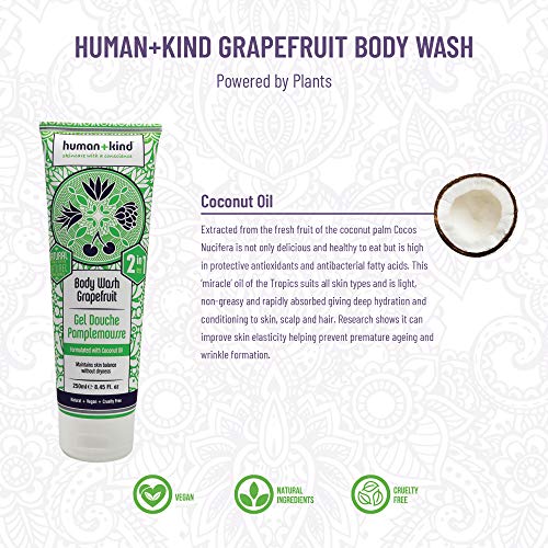 Human+Kind Body Wash - Natural, Moisturizing Body Soap with Coconut Oil - A Gentle, Soothing Cleanse for Dry, Sensitive Skin - Three Fresh Scents: Orange, Grapefruit, and Apple and Herbs - 8.45 oz