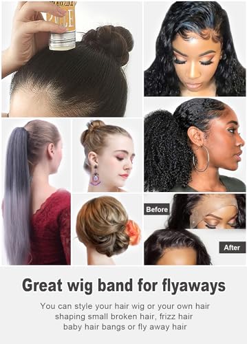 Wax Stick for Wigs, Lace Front Wigs & Flyaways, with Wig Bands & Elastic Bands for Keeping Wigs in Place No Slip