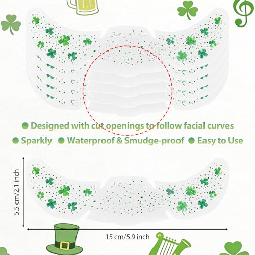 St Patrick's Day Accessories Set - Shamrock Earrings & Glitter Tattoos