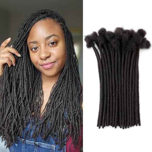 Loc Extensions Human Hair 0.4cm&0.6 cm&0.8cm width 4-18inch 10, 20, 40, 100 strands 100% Human Hair Locs Extensions for Men Women Natural Dreadlocks Can Be Dyed Bleached Curled 0.4cm 14inch 70Strands