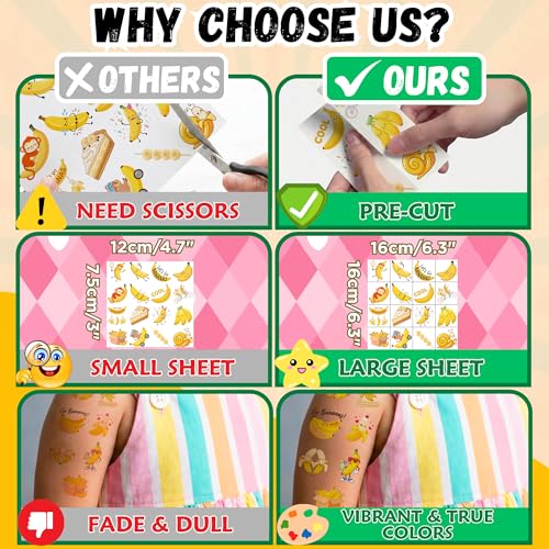 96 Banana Temporary Tattoos - Party Favors & Stickers