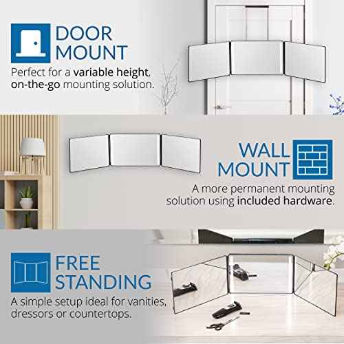 3 Way Mirror, Three Way Mirror for Braiding Hair & Hair Styling, LED Mirror, 360 View