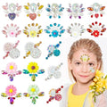 16 Pc Face Gems Rhinestone Stickers 3D Flowers Glitter Tattoo
