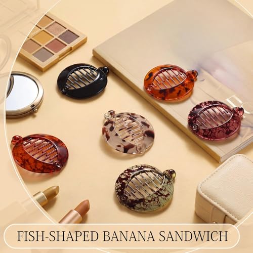 WILLBOND 6 Pack Fishtail Banana Hair Clips - Resin Comb Grips
