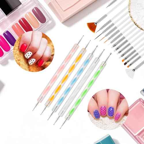 22 Pcs Nail Art Brushes Set with Resin Palette and Silicone Carving Pen,Professional Nail Art Tools Kit for DIY Gel Polish,Includes Dotting Tools and Nail Art Palette£¬white