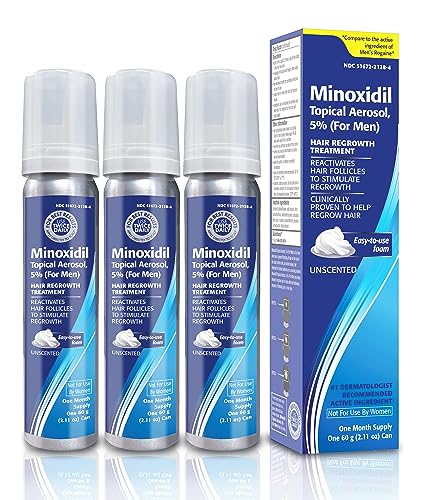 Minoxidil 5% Foam Hair Regrowth Treatment for Men, 3-Month Supply