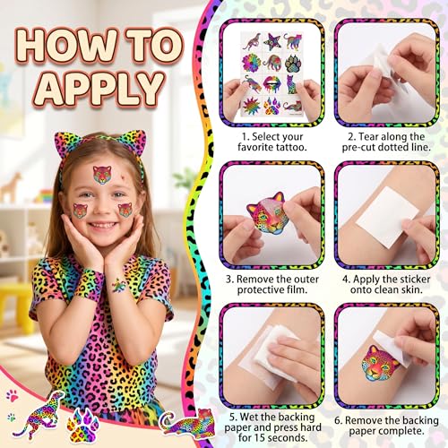 96 Cheetah Print Temporary Tattoos for Kids | Party Favors