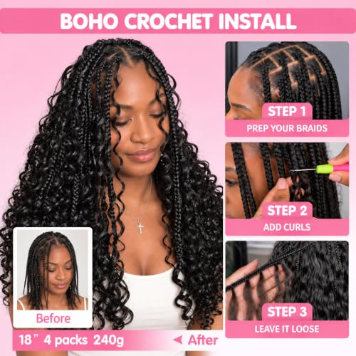 CanaryFly Burmese Curly Crochet Hair 18 Inch 1B Natural Black Pre-Separated, Reusable Human Hair Extensions for Black Women