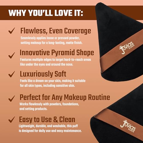 Juvia¡¯s Place I Am Magic Pyramid Puff - Small - Triangle Makeup Powder Puff - Setting & Baking the Makeup Base for Flawless Airbrushed Finish - Ideal for Precision Touch Ups Blotting & Sculpted Finish