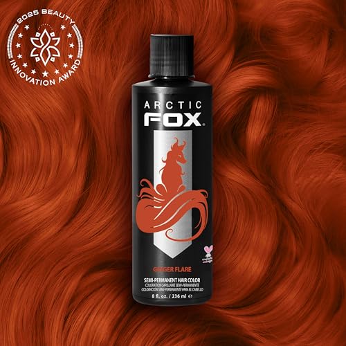 ARCTIC FOX Semi-Permanent Hair Dye Ginger Flare 8 oz - Vegan, Ammonia-Free, Bright Orange