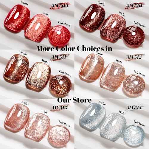 YTD Likomey Cat Eye Gel Nail Polish,Platinum Glitter 15ml Champagne Gold Magnetic Reflective Flash Sparkle Shiny Salon Home Fall Winter UV Color Varnish with Magnet Stick,HEMA Free TPO Free,MY512
