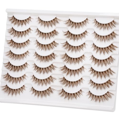 Brown False Eyelashes 14mm Natural Fluffy Lashes 14 Pairs