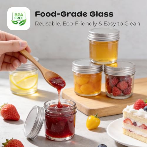 6 Pack 2oz Mini Mason Jars with Airtight Lids