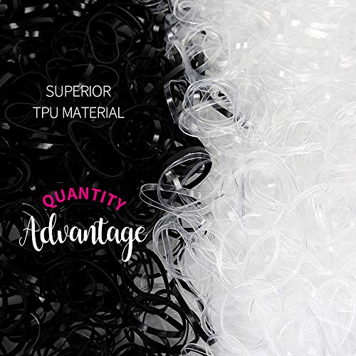 4000 Pcs Clear & Black Mini Hair Elastics for Toddlers & Kids - Strong, Stretchable Ponytail Bands