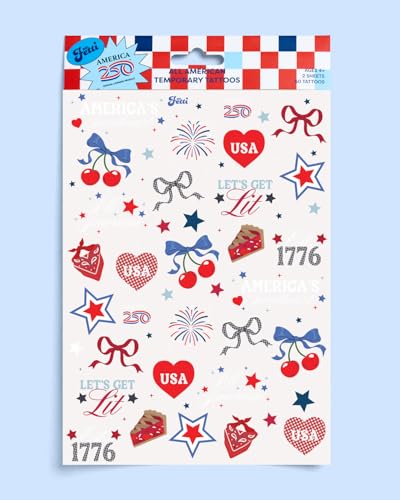xo, Fetti 4th of July Temporary Tattoos - 250 Patriotic Designs