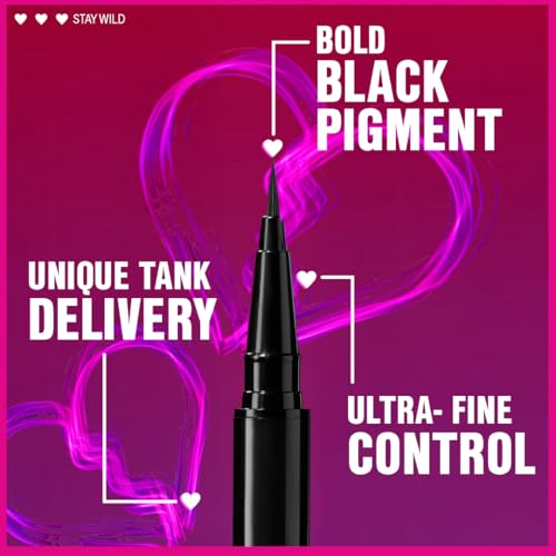 Wet n Wild Mega Last Breakup Proof Liquid Eyeliner - Ultra Black, Waterproof, Ultra-Fine Brush, Long-Lasting, 1 Pack