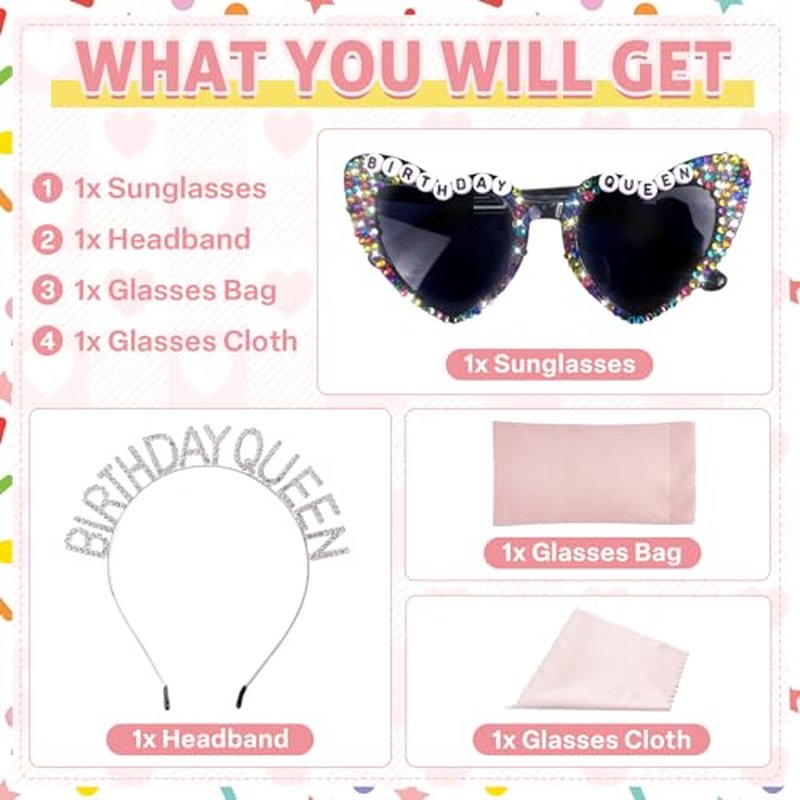 Birthday Queen Sunglasses & Crown Tiara Set – Party Accessories