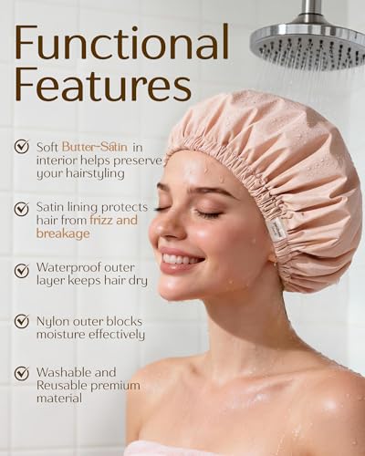 Satin Lined Shower Cap for Women | Waterproof & Frizz-Free