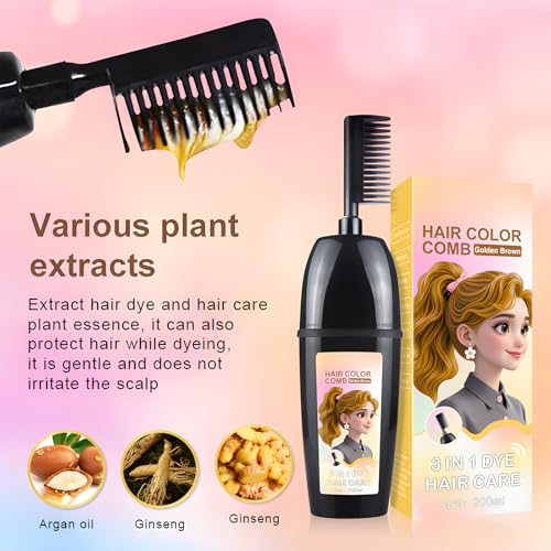 SEPSUMMER 3-in-1 Hair Color Comb - Brown Black Dye for Gray Coverage