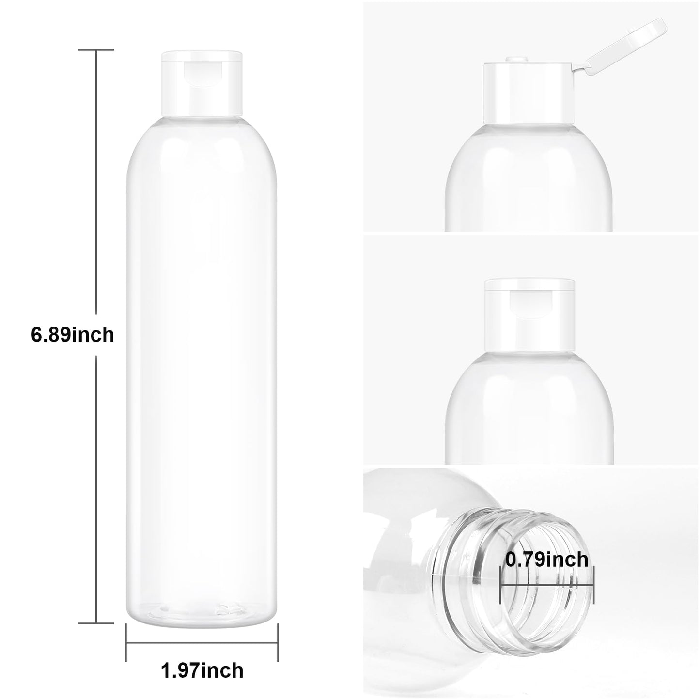 Neendohome 2 Pack 8 oz Travel Squeeze Bottles with Flip Caps Refillable Empty Plastic Containers for Toiletries Shampoo Lotions Oils
