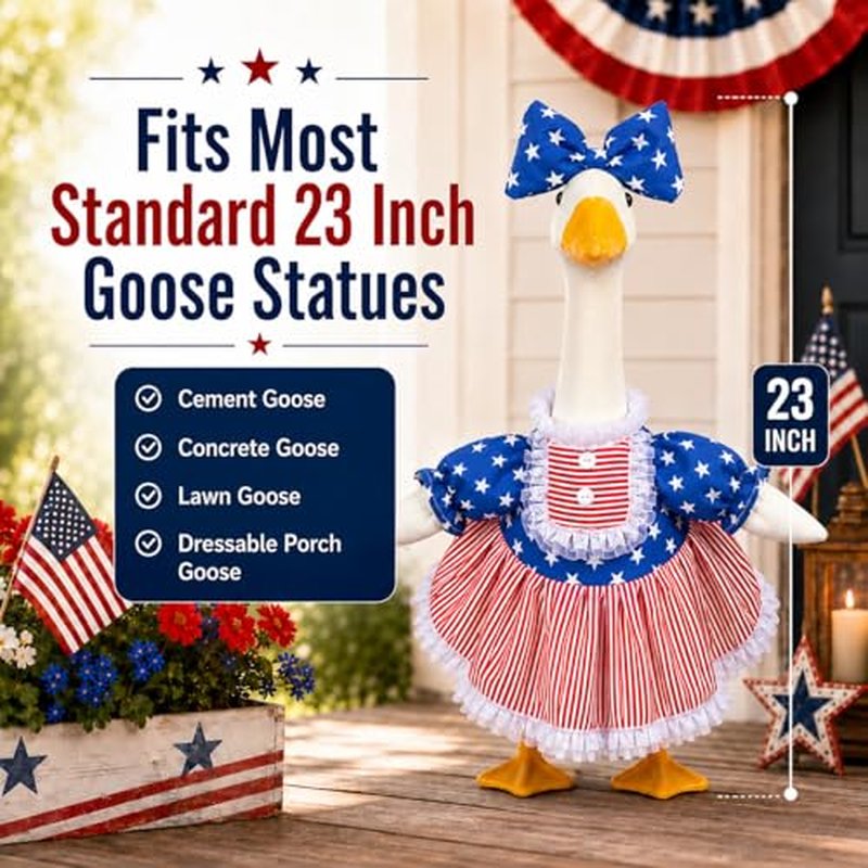 Patriotic 4th of July Porch Goose Outfit for 23 Inch Statue