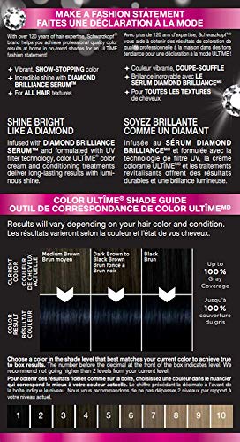 Schwarzkopf Color Ultime Hair Color, 1.4 Sapphire Black, 1 Application - Permanent Black Hair Dye for Vivid Color Intensity and Fade-Resistant Shine up to 10 Weeks