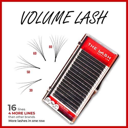 THE LASH SUPPLY Volume Eyelash Extension Professional Supplies, C/CC/D Curl, 8-25mm Length, 0.05/0.07/0.10 Thickness, Fake Eye Lashes, Soft and Lightweight Lashes Mixed to Mixed Length Pack