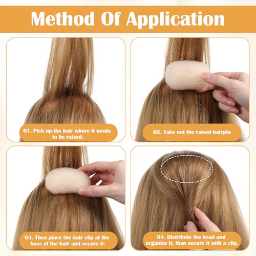 2Pc Beige Hair Bump Sponges for Volume & Updos