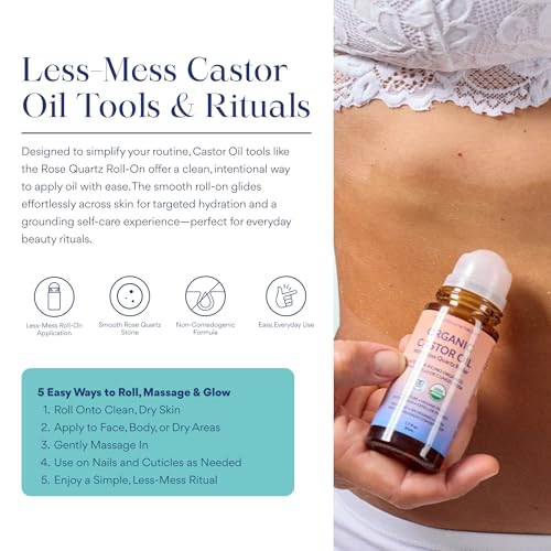 Organic Golden Castor Oil Roll-On with Rose Quartz - 1.7oz
