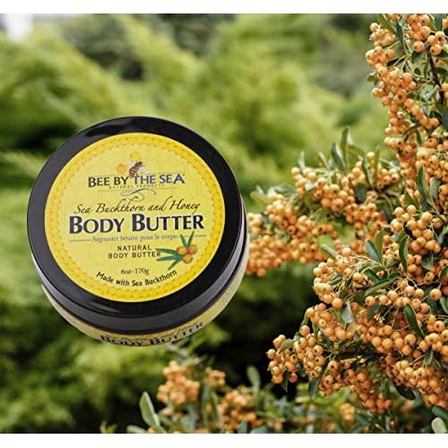 Bee by the Sea Honey and Sea Buckthorn Body Butter Cream for Dry Skin, 6 oz