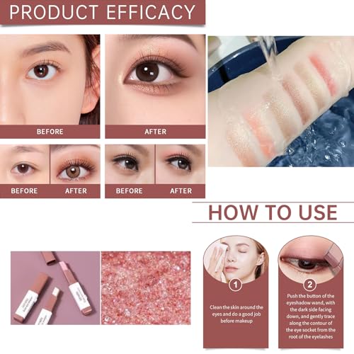6-Color Double-Ended Eyeshadow Stick Set with Brush
