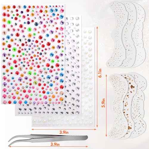 Glitter Freckles Face Tattoo,6PCS Festival Rave Accessories for Women,Gold Silver Face Waterproof Sparkles Freckles Half Magic Makeup Jewels Stickers (6PCS)