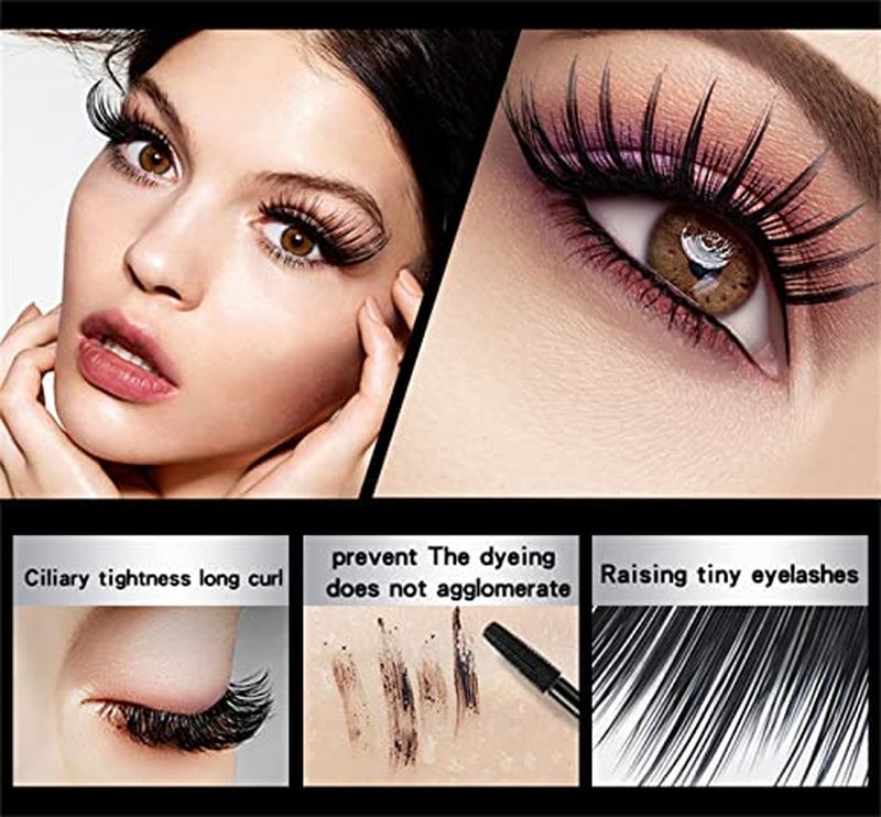4D Silk Fiber Mascara Black Waterproof Volume & Length - 2 Pack