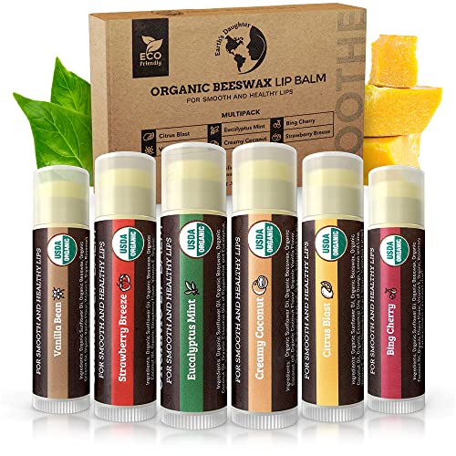 Earth's Daughter Organic Lip Balm 6-Pack - USDA Certified