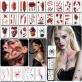 Zombie SFX Makeup Tattoos - 30 Sheets Halloween & Cosplay Scar Wounds