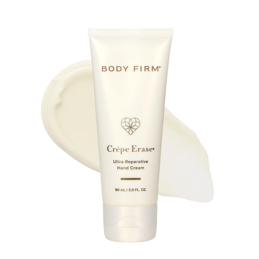 BODY FIRM Crepe Erase Ultra-Reparative Hand Cream, Anti-Aging Hand Treatment, Lotion with Moisturizing Shea Butter, Vitamin E and Squalane for Cracked, Dry Hands, Supports Wrinkle on Hands, 3 fl oz