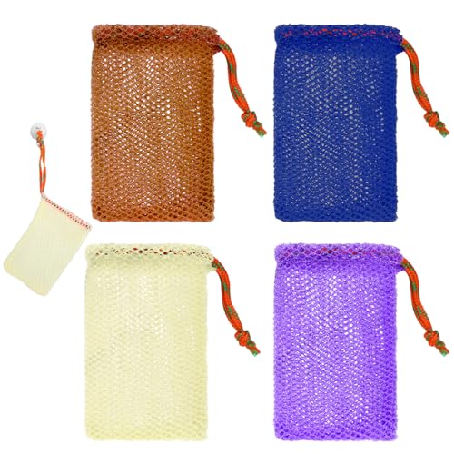 Vin Beauty 4 Pack Exfoliating Soap Bag Mesh Pouch with Drawstring