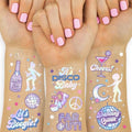 xo, Fetti Disco Birthday Temporary Tattoos - 48 Iridescent Foil