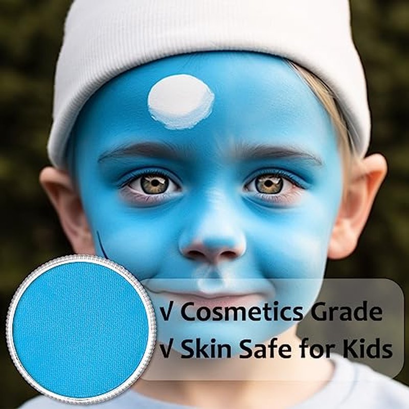 Light Blue Face Body Paint - Non-Toxic Water Activated 30g