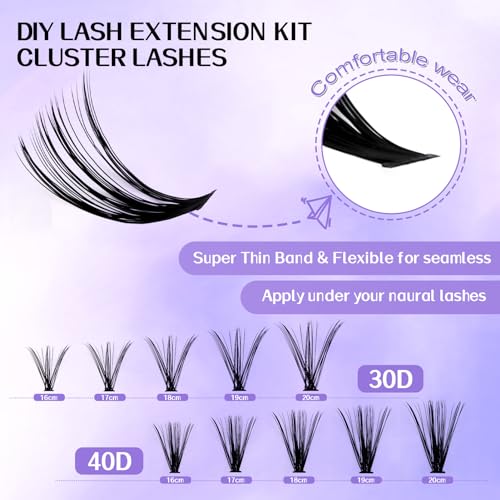 Wendy Lashes DIY Cluster Lash Extension Kit D Curl 16-20mm