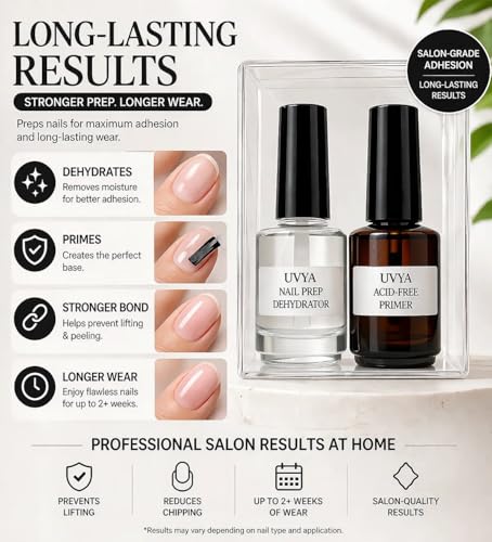 UVYA Nail Prep Dehydrator & Acid-Free Primer Set for Gel & Acrylic Nails