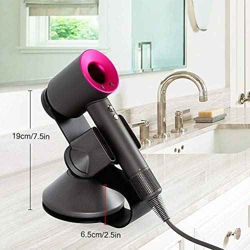 Hairdryer Stand Holder for Dyson,Magnetic Carbon Steel Bracket Power Plug Holder,Bathroom Organizer for Dyson Supersonic Hairdryer, Diffuser and Two Nozzles (Black)