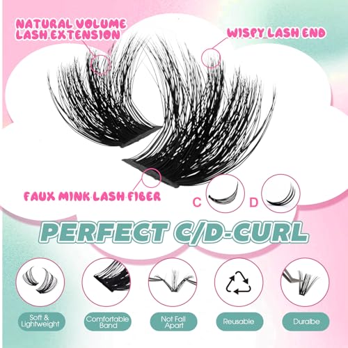FADVAN D-Curl Lash Clusters 100D+200D Fluffy 3D Eyelash Extensions