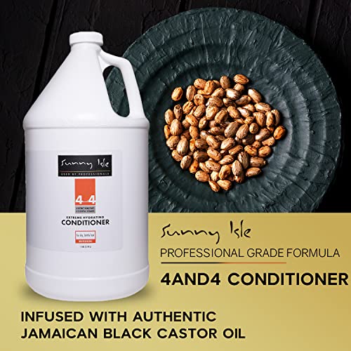 Sunny Isle 4AND4 Conditioner 1 Gallon | Professional Grade Formula | Paraben & Sulfate Free | 4 Distinct Humectants & 4 Essential Vitamins | For Dry Brittle Hair